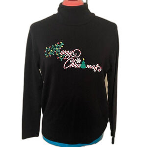 White Stag Merry Christmas Turtleneck Long Sleeve Tee Shirt Size L (12/14)